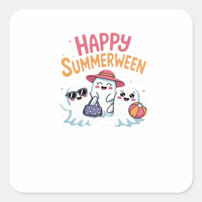 Happy Summerween Classic Square Sticker (Front)