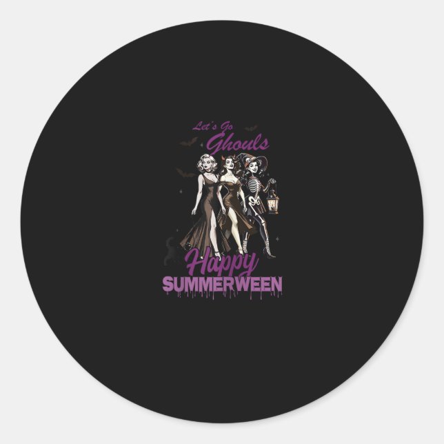 Happy Summerween Ghoul Girl Squad Classic Round Sticker (Front)