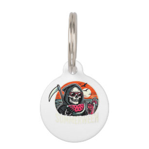 Happy Summerween Grim Reaper Watermelon Summer Hal Pet Tag