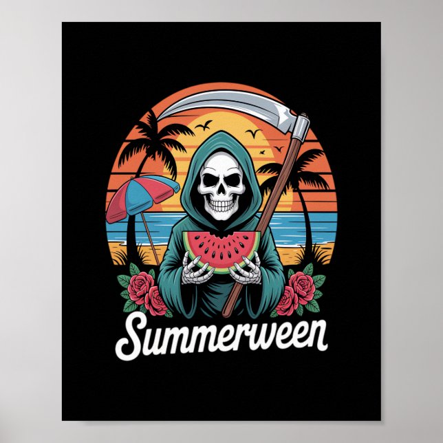 Happy Summerween Grim Reaper Watermelon Summer Poster (Front)