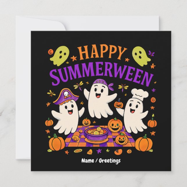 Happy Summerween Halloween Spooky Summer Ghost  Invitation (Front)
