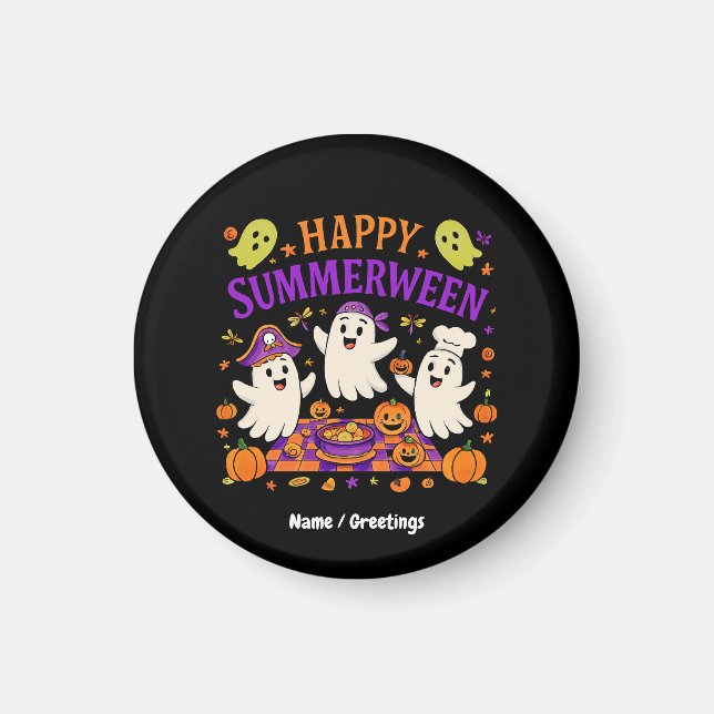 Happy Summerween Halloween Spooky Summer Ghost  Magnet (Front)