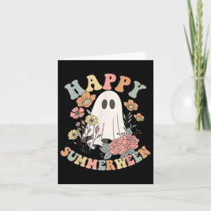 Happy Summerween Halloween Summer Floral Ghost Card