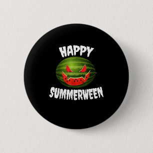 Happy Summerween Retro Watermelon Jack O Lantern 6 Cm Round Badge