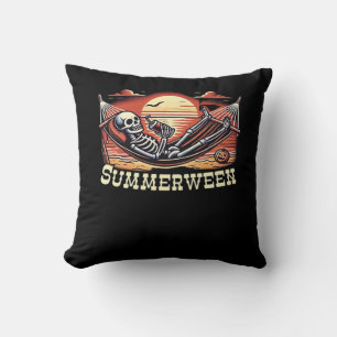 Happy Summerween Skeleton Drink Summer Halloween C Cushion
