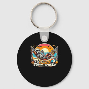 Happy Summerween Skeleton Drink Summer Halloween C Key Ring