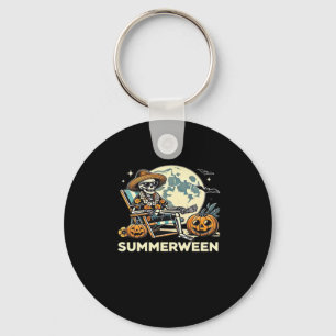 Happy Summerween Skeleton Drink Summer Halloween F Key Ring