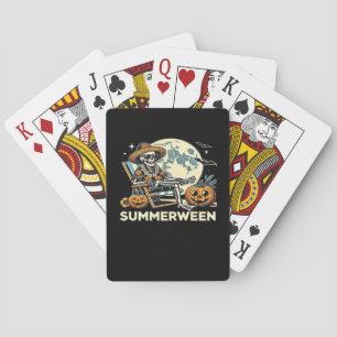 Happy Summerween Skeleton Drink Summer Halloween F Playing Cards