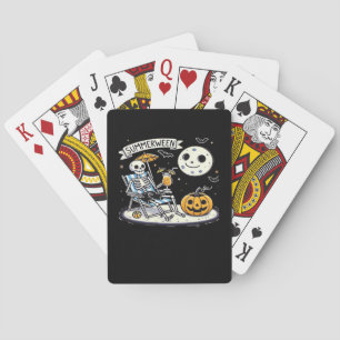 Happy Summerween Skeleton Drink Summer Halloween M Playing Cards