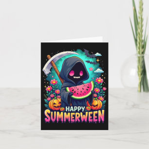 Happy Summerween Skeleton Jack-o-lantern Summer Wa Card