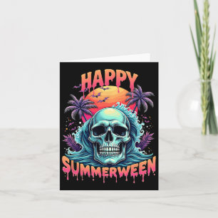 Happy Summerween Skeleton Summer Watermelon Jack-o Card