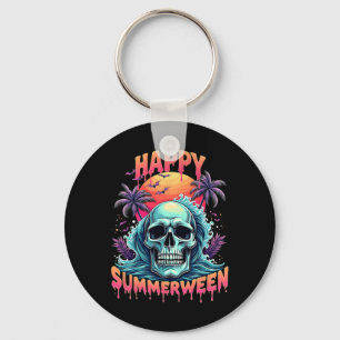 Happy Summerween Skeleton Summer Watermelon Jack-o Key Ring