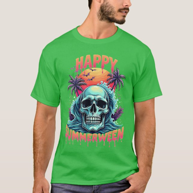 Happy Summerween Skeleton Summer Watermelon Jackol T-Shirt (Front)