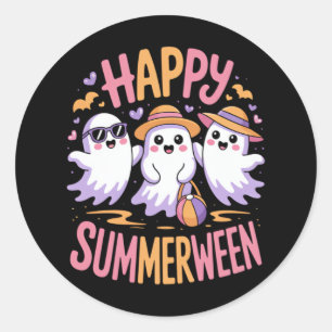 Happy Summerween Summer Halloween Classic Round Sticker