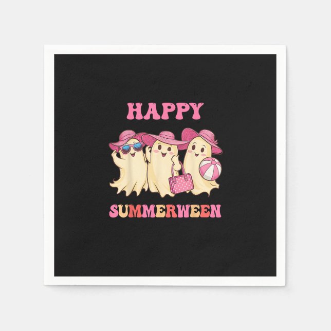 Happy Summerween Summer Halloween Costumes Ghost L Napkin (Front)