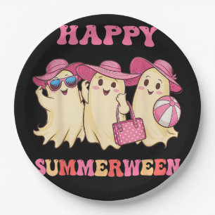 Happy Summerween Summer Halloween Costumes Ghost L Paper Plate