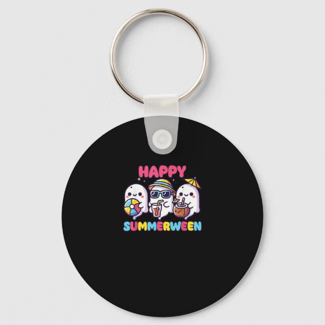 Happy Summerween Summer Halloween Funny Key Ring (Front)