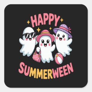 Happy Summerween Summer Halloween Funny Square Sticker
