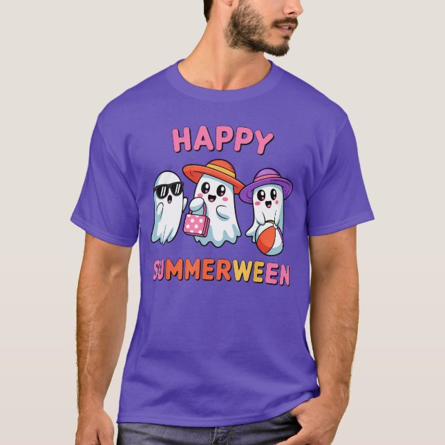 Happy Summerween Summer Halloween Ghost Summerween T-Shirt (Front)
