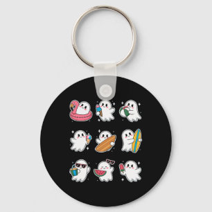 Happy Summerween Summer Halloween Ghost Women Boy Key Ring
