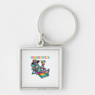 Happy Summerween Summer Halloween Skeleton Key Ring