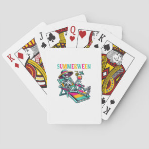 Happy Summerween Summer Halloween Skeleton Playing Cards