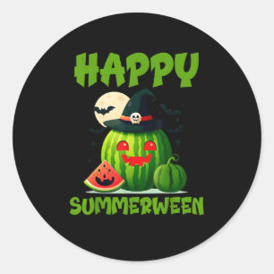 Happy Summerween Summer Watermelon Jack-O-Lantern Classic Round Sticker