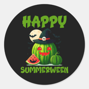 Happy Summerween Summer Watermelon Jack-o-lantern Classic Round Sticker