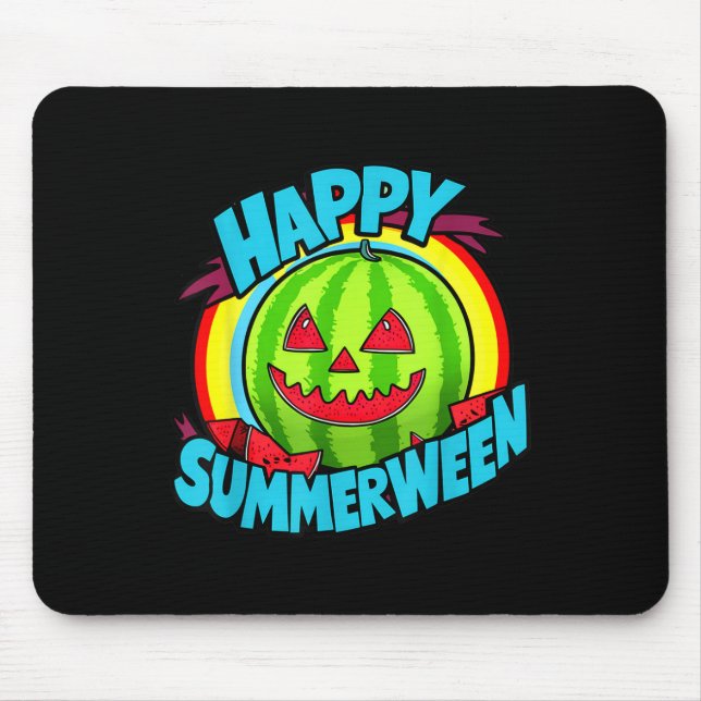 Happy Summerween Summer Watermelon Jack-o-lantern  Mouse Mat (Front)