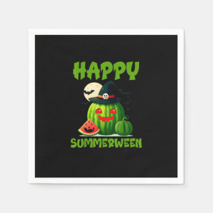 Happy Summerween Summer Watermelon Jack-O-Lantern Napkin