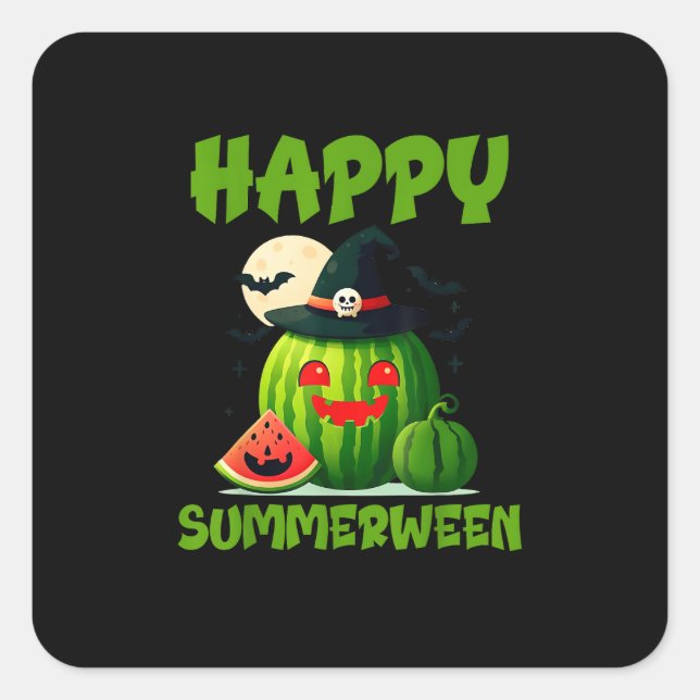 Happy Summerween Summer Watermelon Jack-O-Lantern  Square Sticker (Front)