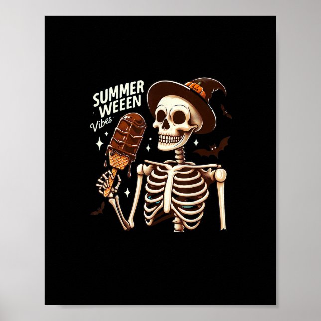 Happy Summerween Vibes Skeleton IceCream Summer Ha Poster (Front)
