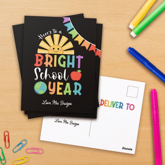 Happy Sun A Bright School Year From Teacher Postcard (Creator Uploaded)