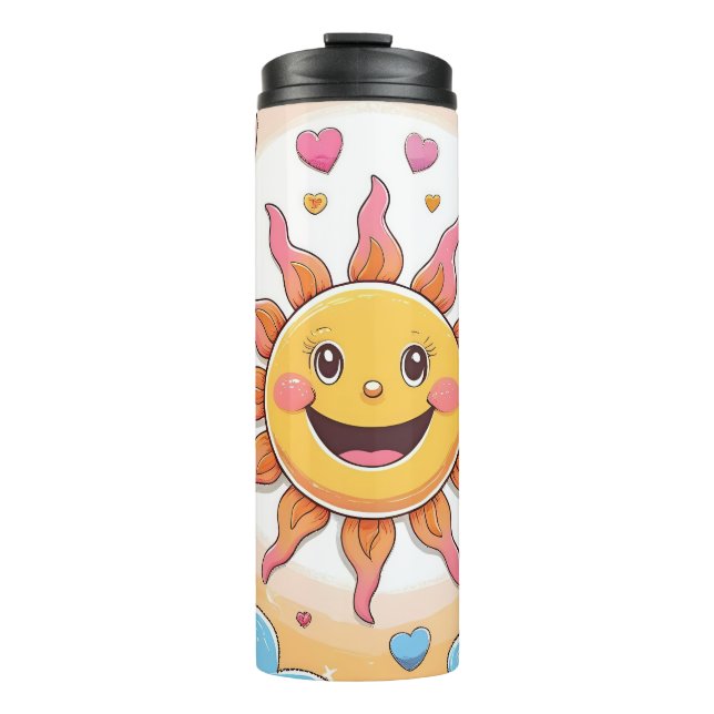 Happy Sun and Clouds Nursery Design Thermal Tumbler (Front)