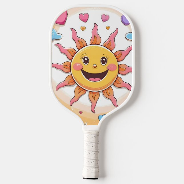 Happy Sun and Clouds Pickleball Paddle (Back)