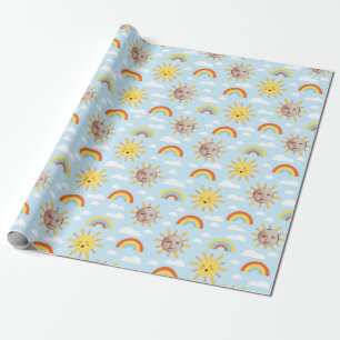 Happy Sun and Sky Custom Photo Wrapping Paper