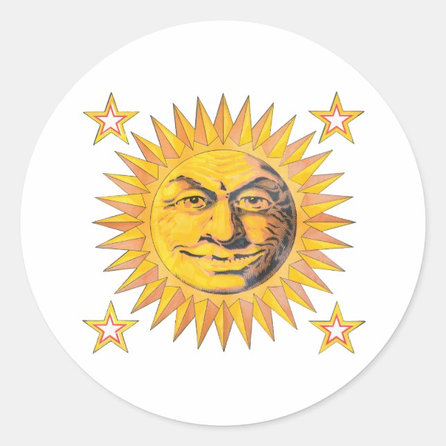 Happy sun classic round sticker (Front)