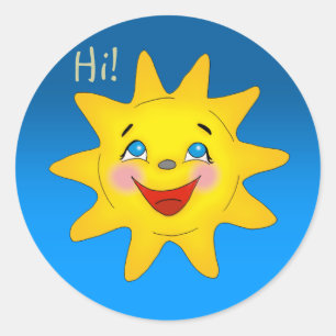 Happy sun classic round sticker