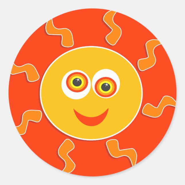Happy Sun Classic Round Sticker (Front)