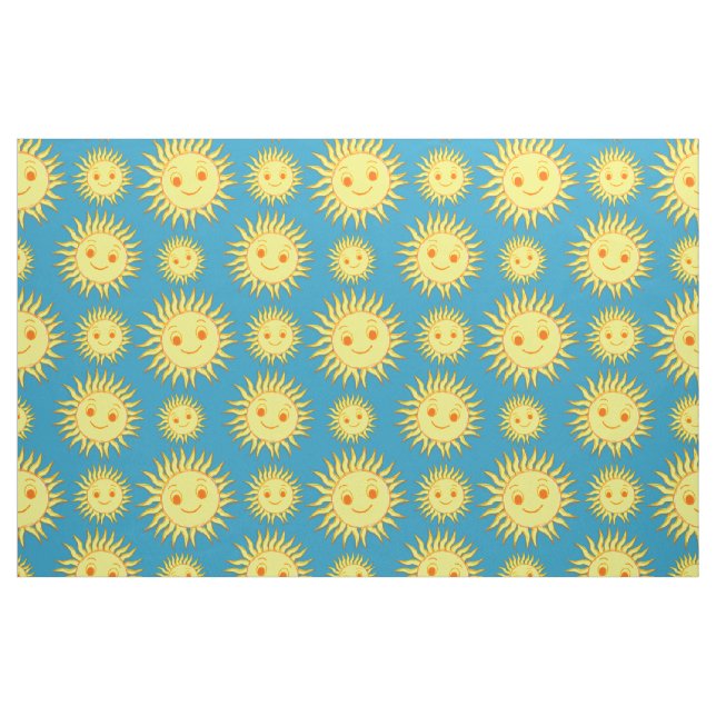 Happy Sun Face Drawing Fabric (Yard)