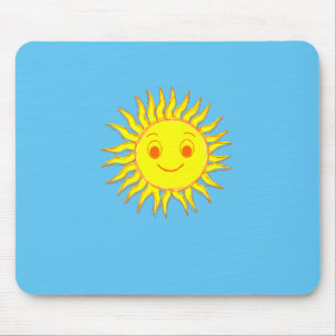 Happy Sun Face Drawing Mouse Mat