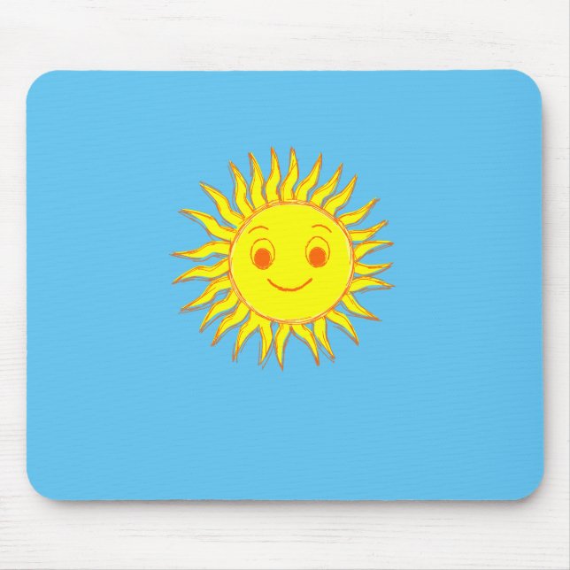 Happy Sun Face Drawing Mouse Mat (Front)