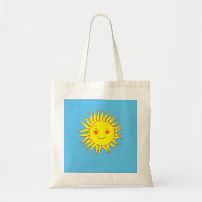 Happy Sun Face Drawing Tote Bag (Front)
