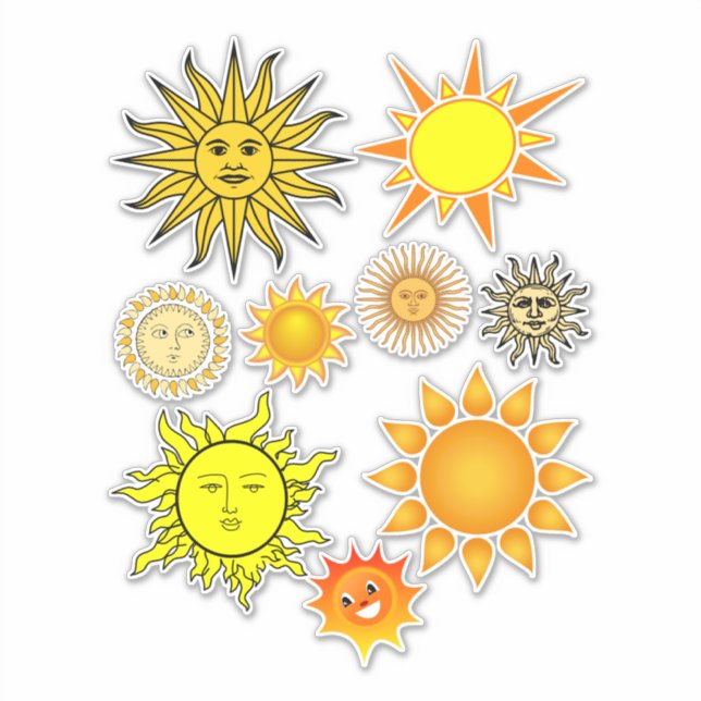 Happy sun faces cartoon celestial clipart (Front)