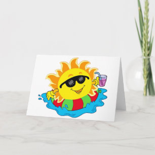 Happy Sun in the Pool Card
