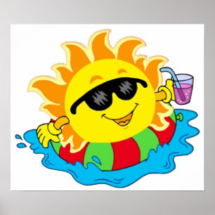 Happy Sun in the Pool Poster