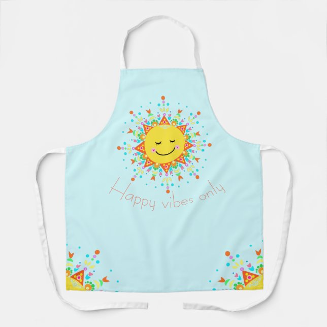 Happy Sun Light Blue Apron (Front)