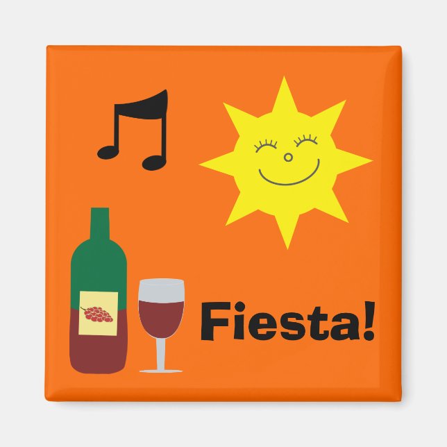 Happy Sun, Music & Wine Orange Fiesta magnet (Front)