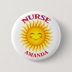 Happy Sun Personalized Nurse 6 Cm Round Badge