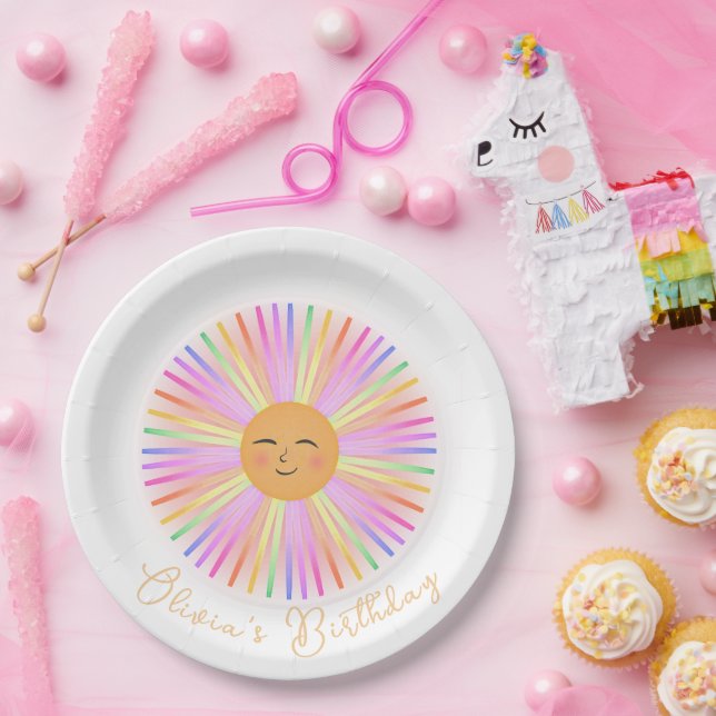 Happy Sun Rainbow Sunshine Paper Plate (Party)